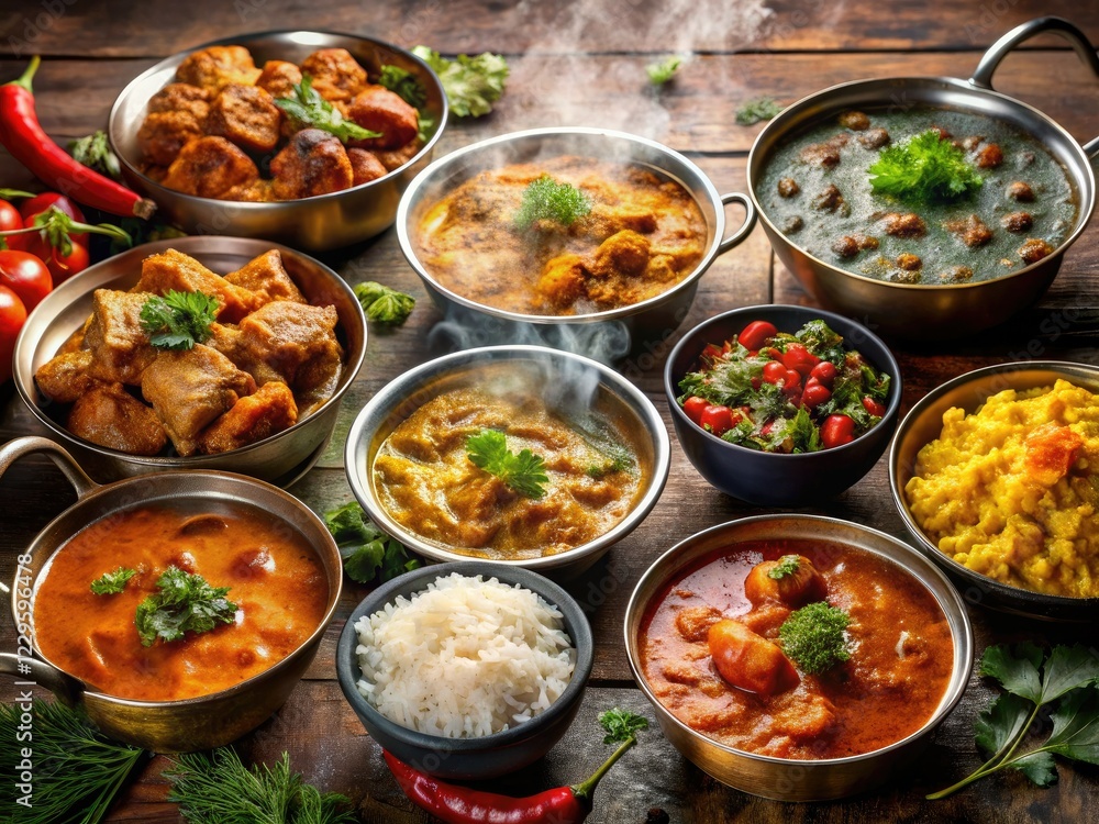 Aromatic Indian curries, vibrant spices, and close-up bowl shots; a feast for the eyes. Aromatic Indian curries, vibrant spices, and close-up bowl shots; a feast for the eyes.