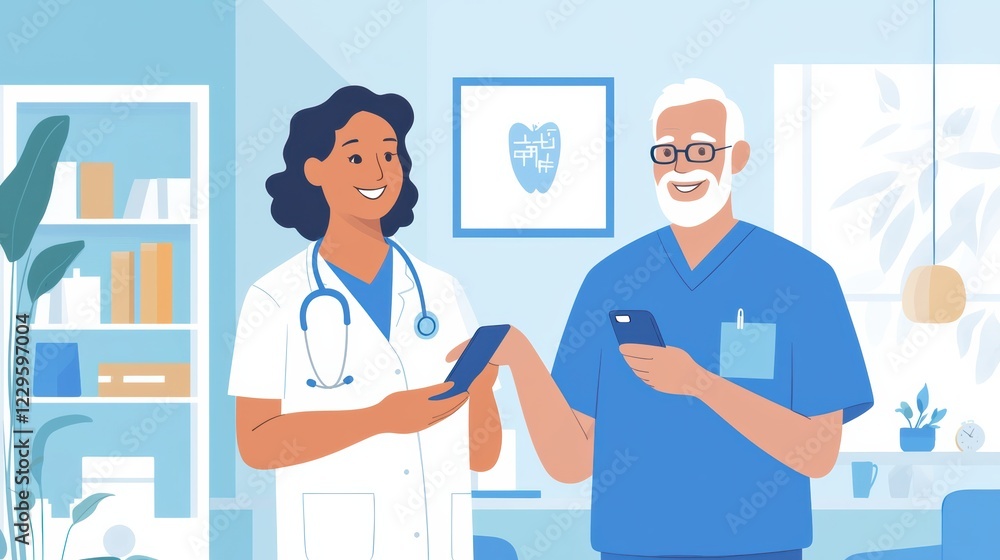 Engaging healthcare professionals using technology medical office digital interaction bright environment collaborative perspective Engaging healthcare professionals using technology medical office digital interaction bright environment collaborative perspective