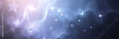 Magical Blue and White Cosmic Background with Glowing Stars