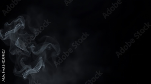 Delicate White Smoke Curling Against a Deep Black Background