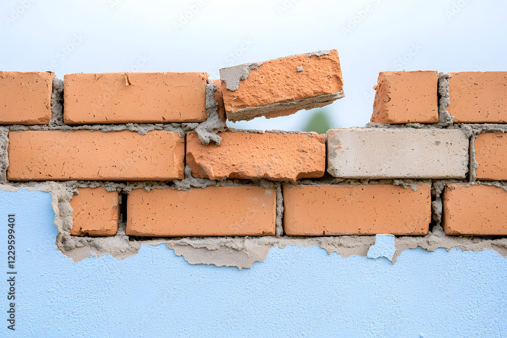 Obraz premium Empty room with damaged, cracked wall mock up