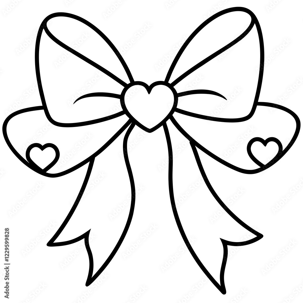 Minimalist Bow and Heart Outline Design Minimalist Bow and Heart Outline Design