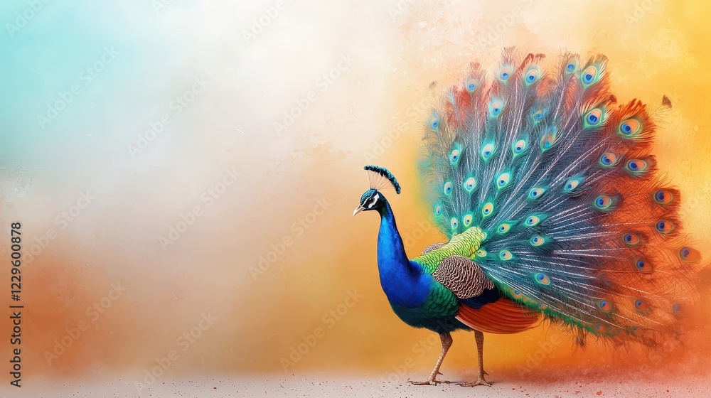 Vibrant Peacock Displaying Colorful Feathers Vibrant Peacock Displaying Colorful Feathers