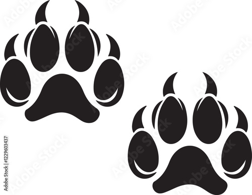 lion footprint clip art black silhouette design vector art illustration