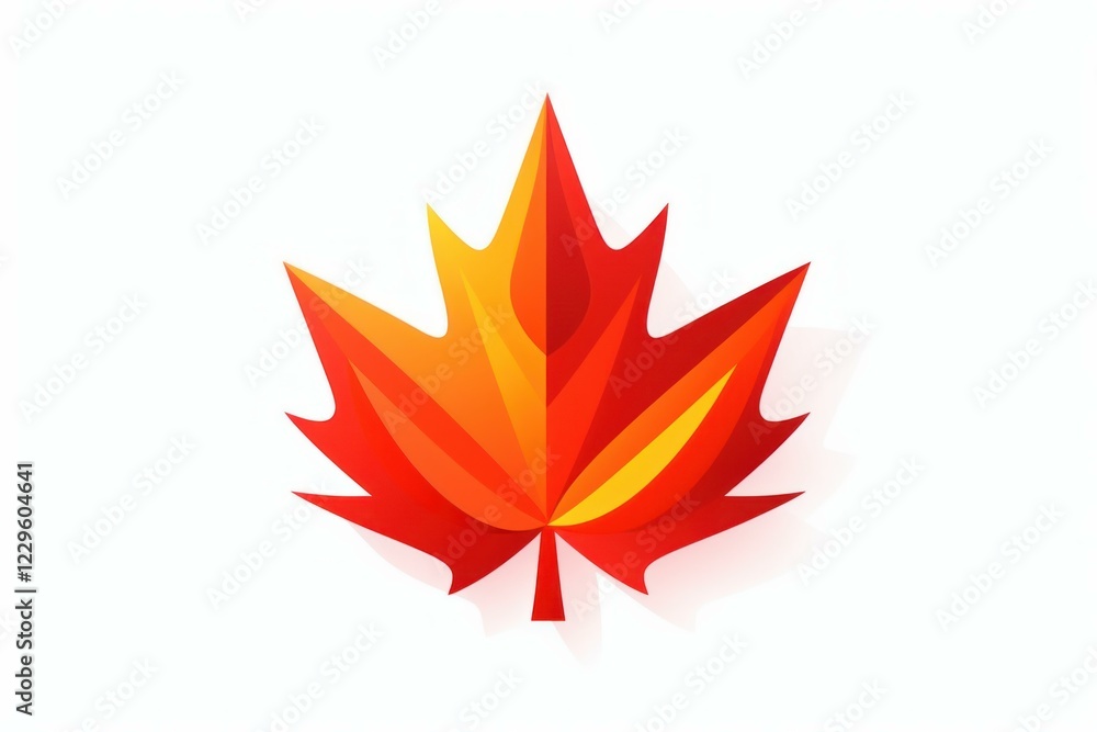 Gradient maple leaf with autumn colors on white background Gradient maple leaf with autumn colors on white background