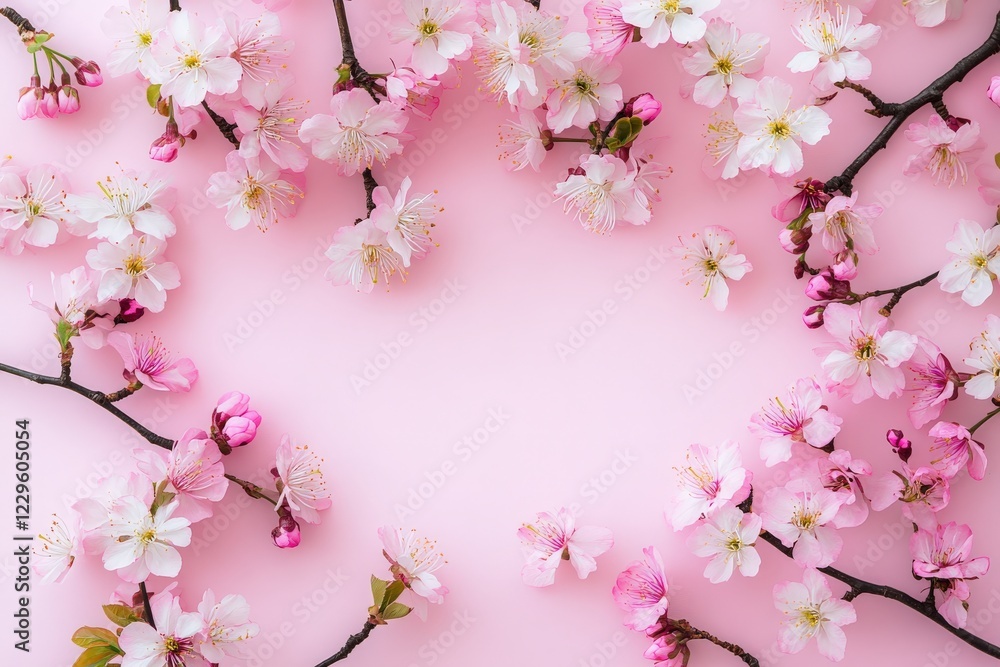 Obraz premium There are a multitude of beautiful pink flowers on a pink background