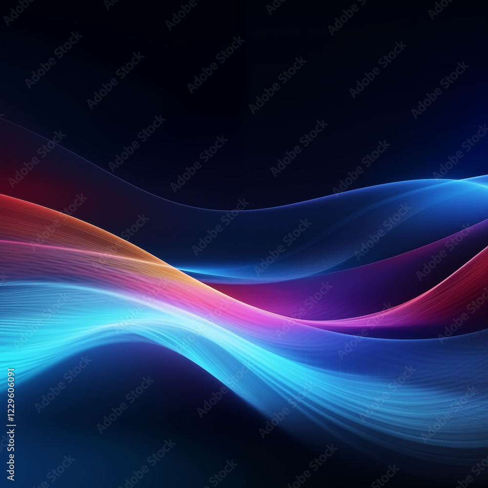 Naklejka premium high-resolution abstract background colorful waves lines dark blue soft glow effect professional