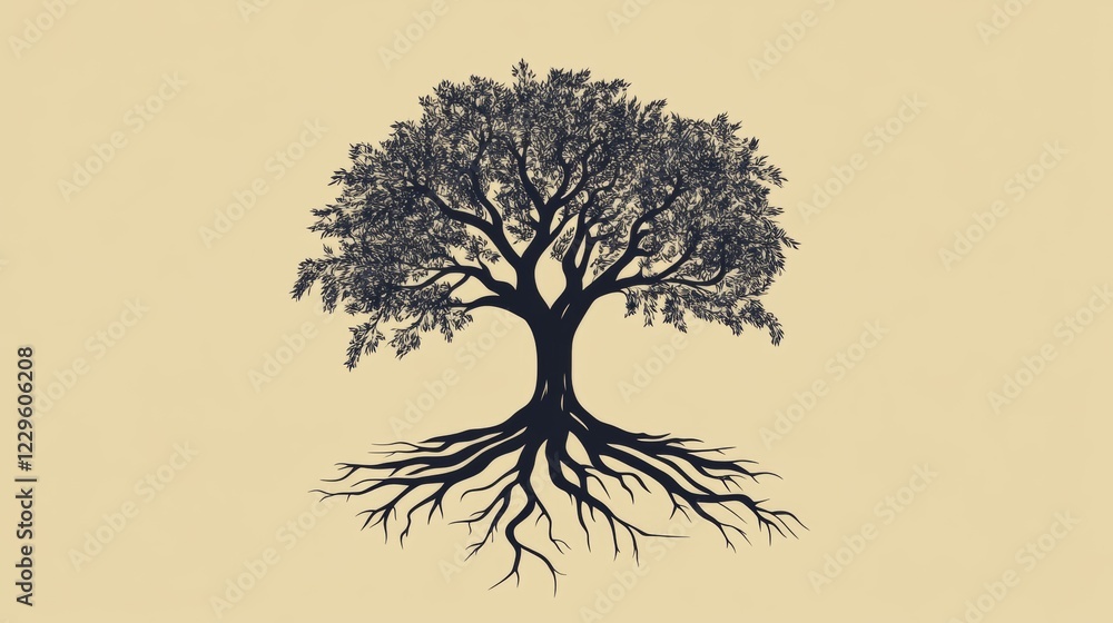 custom made wallpaper toronto digitalThis elegant silhouette of a tree with intricate roots embodies nature's beauty and resilience. Perfect for themes of growth, life, and harmony.