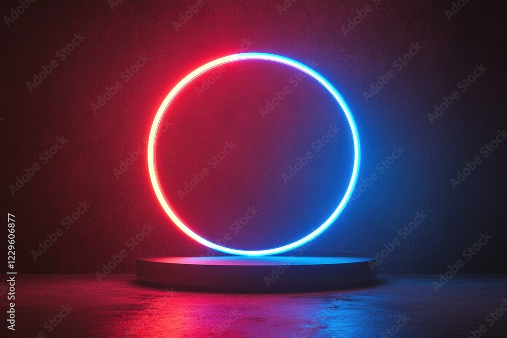 Neon Circle Light on Dark Background Neon Circle Light on Dark Background