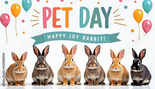 Festive Pet Day: Colorful Rabbits Celebrate Happy Pet Day photo