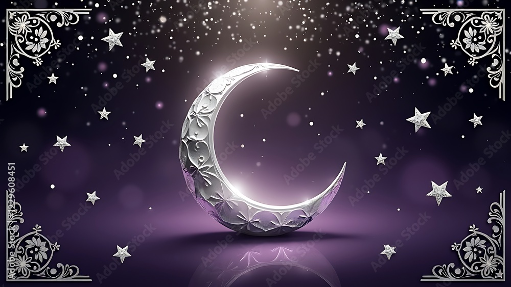 Fototapeta premium ramadan lantern with crescent moon hanging background ramadan kareem
