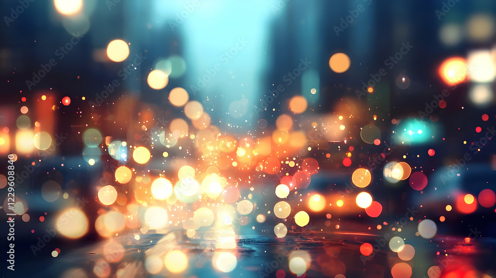 Captivating city lights background symbolizing the convergence of urban life and digital technologies.