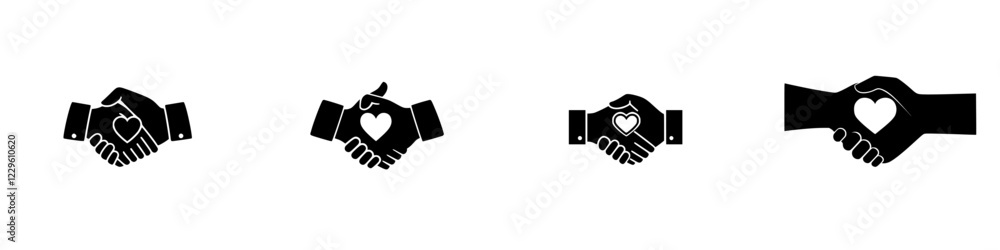 Diverse representation of handshakes symbolizing connection and partnership in a simple graphic design Diverse representation of handshakes symbolizing connection and partnership in a simple graphic design