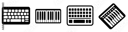 Various keyboard designs showcasing different types of musical instruments and computer input methods