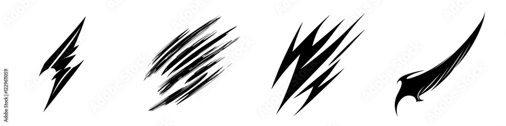 Unique black graphic elements illustrating dynamic energy and movement in design and art projects Unique black graphic elements illustrating dynamic energy and movement in design and art projects