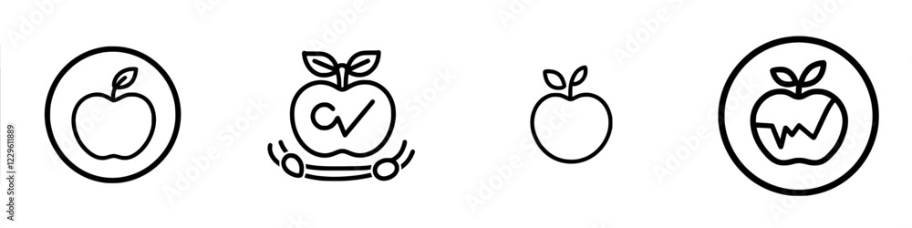 Various apple icons representing health, quality, and nutrition in a simplistic design Various apple icons representing health, quality, and nutrition in a simplistic design