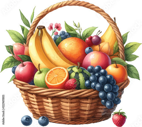 basket of fruits vector 