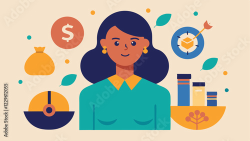 These illustrations convey various aspects of womens financial empowerment through investing saving and education.