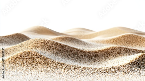 Rolling sand dunes on white background, ideal for text overlay photo