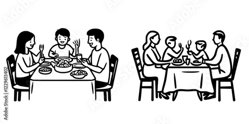 Families enjoying dinner together in a warm and inviting restaurant setting