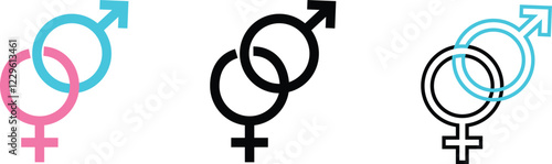 Female male gender symbol. Male and female sign of gender equality icon vector. Vector illustration