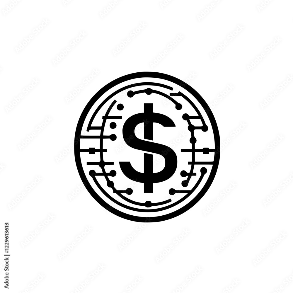 Digital currency symbol representing the future of financial transactions and technology in modern economies Digital currency symbol representing the future of financial transactions and technology in modern economies