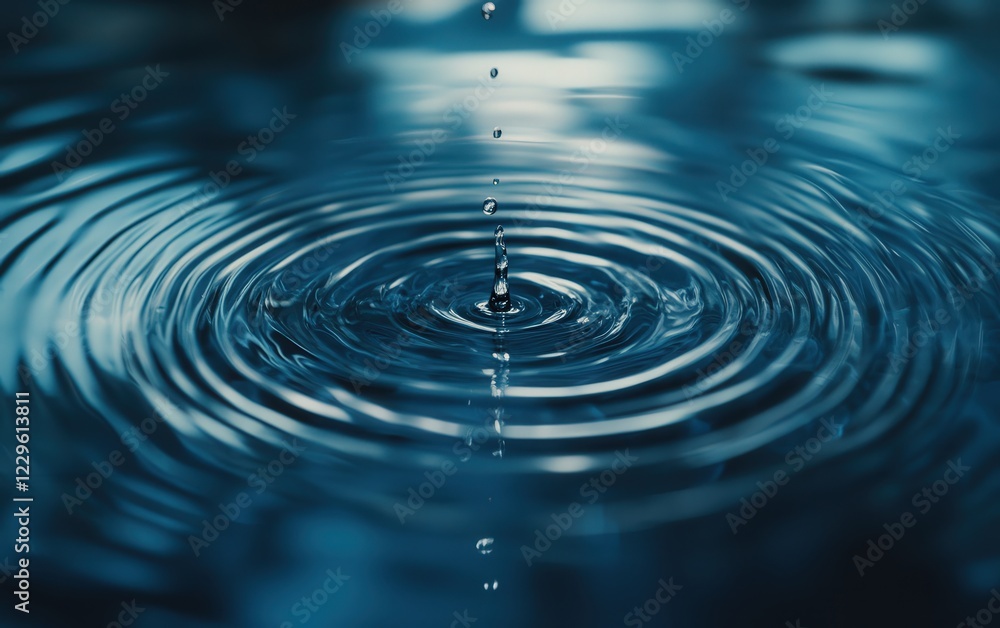 A drop of water is gently falling into a still pool of water A drop of water is gently falling into a still pool of water