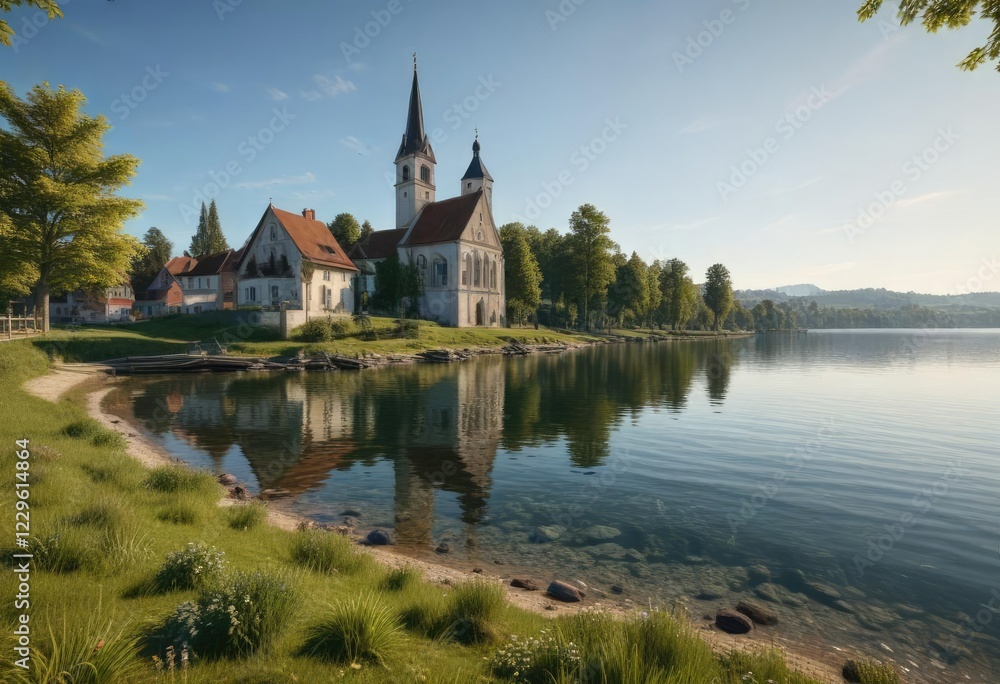 Sonnenschein auf dem Starnberger See mit Blick auf die Feldafinger Kirche, starnberger see, lake starnberg sun, feldafinger church
