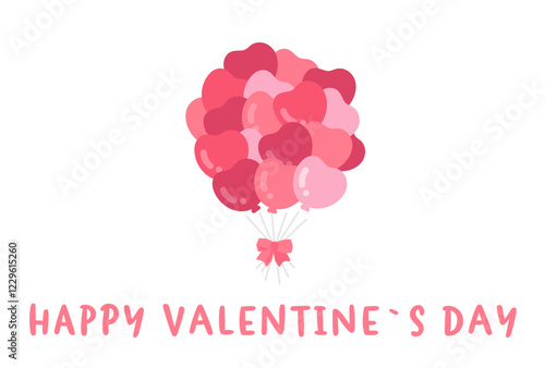 ハート型のバルーン　バレンタイン　フレーム　イラスト　