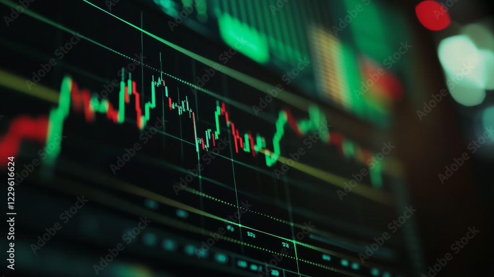 financial chart displaying candlestick patterns and market trends, financial chart displaying candlestick patterns and market trends,