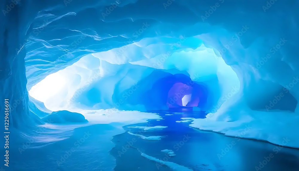 Obraz premium Antarctic Ice Cave Stunning Blue Interior Landscape