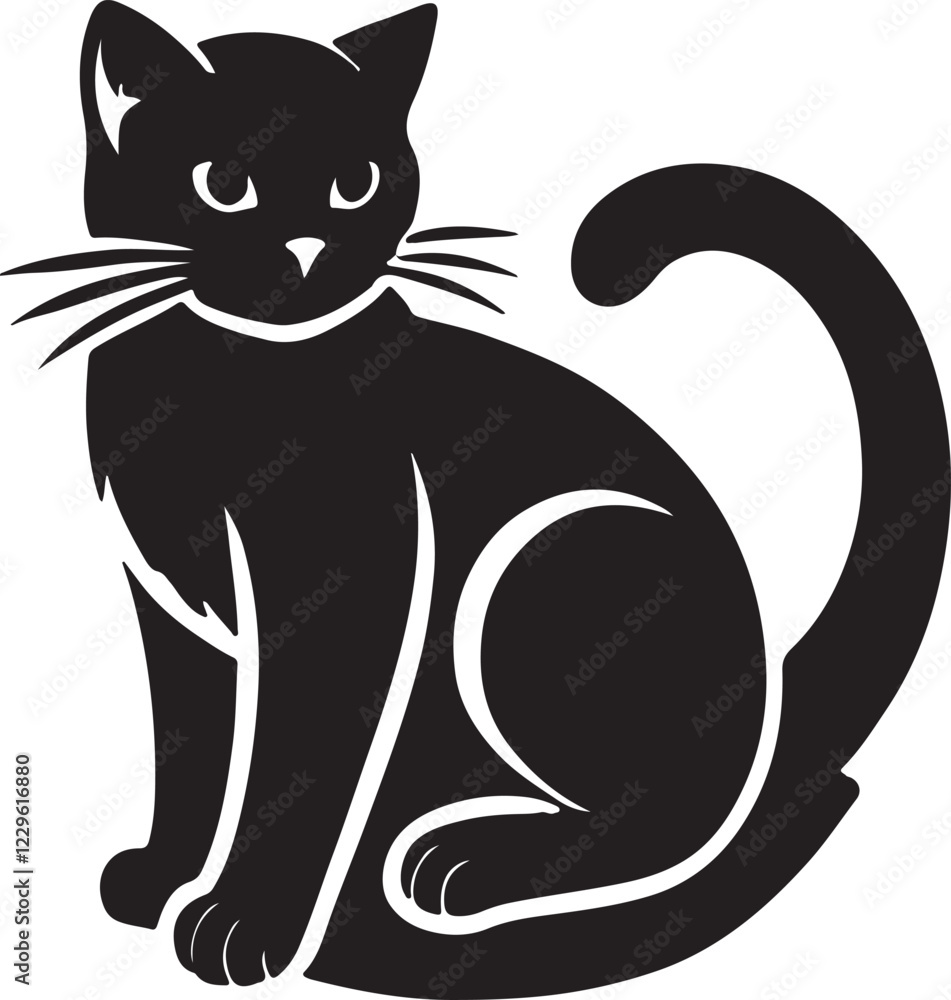 Obraz premium Purring Cats Vector Silhouette.