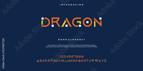 Dragon modern abstract alphabet font. Minimal technology typography, Creative urban sport fashion futuristic font and with numbers. vector illustration