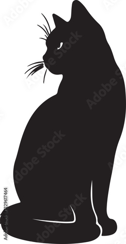 Purring Cats Vector Silhouette.