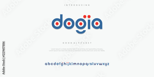 Dogia Modern minimal abstract alphabet fonts. Typography technolog vector illustration