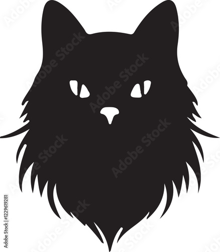 Purring Cats Vector Silhouette.