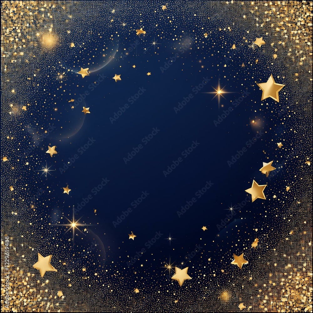 Fototapeta premium Fantasy star border frame with sparkling glitter bokeh and lights with copy space graphic resource 