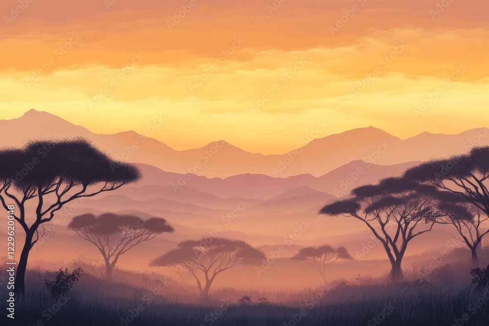 Fototapeta premium Serene African Sunset Landscape