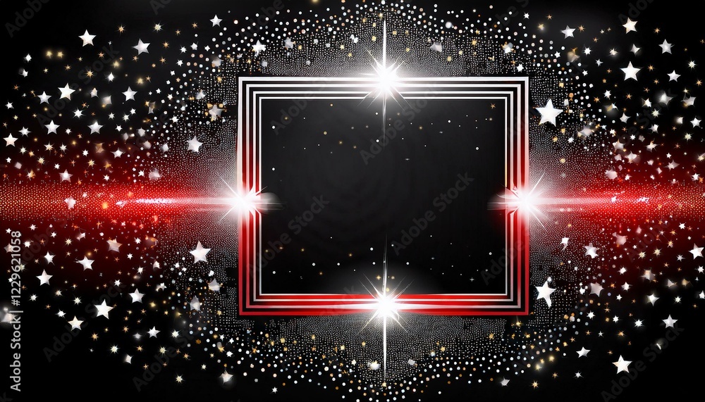 Obraz premium Fantasy star border frame with sparkling glitter bokeh and lights with copy space graphic resource