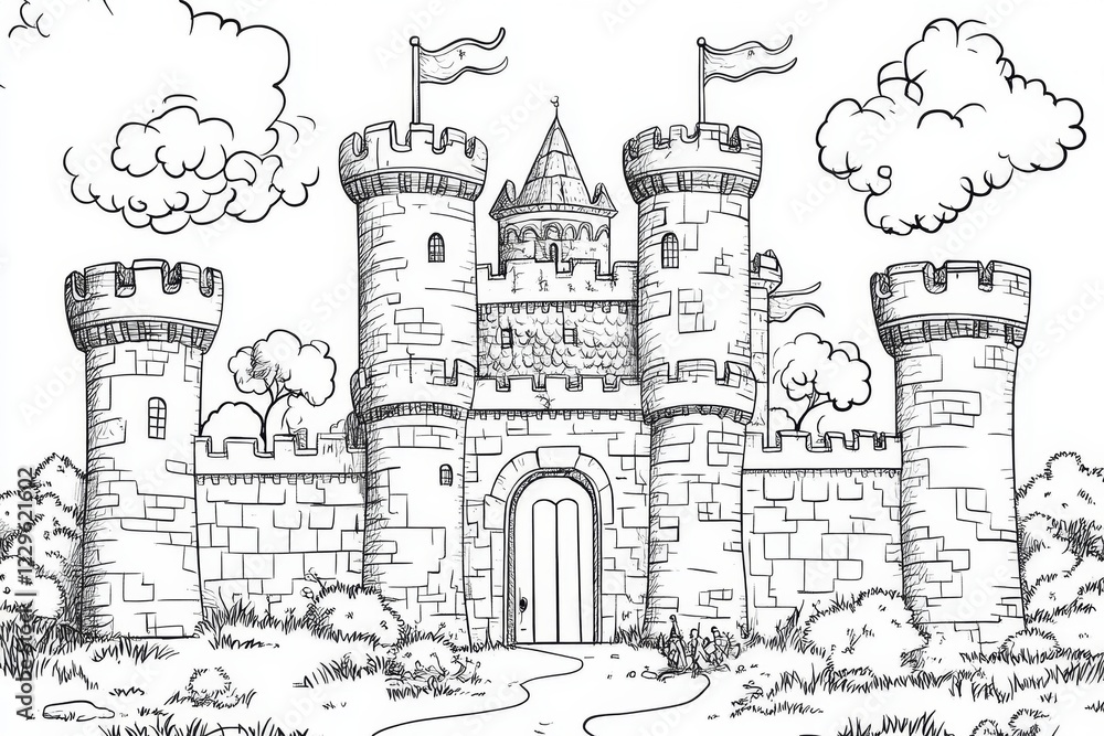 Fototapeta premium Majestic Castle Sketch Illustration