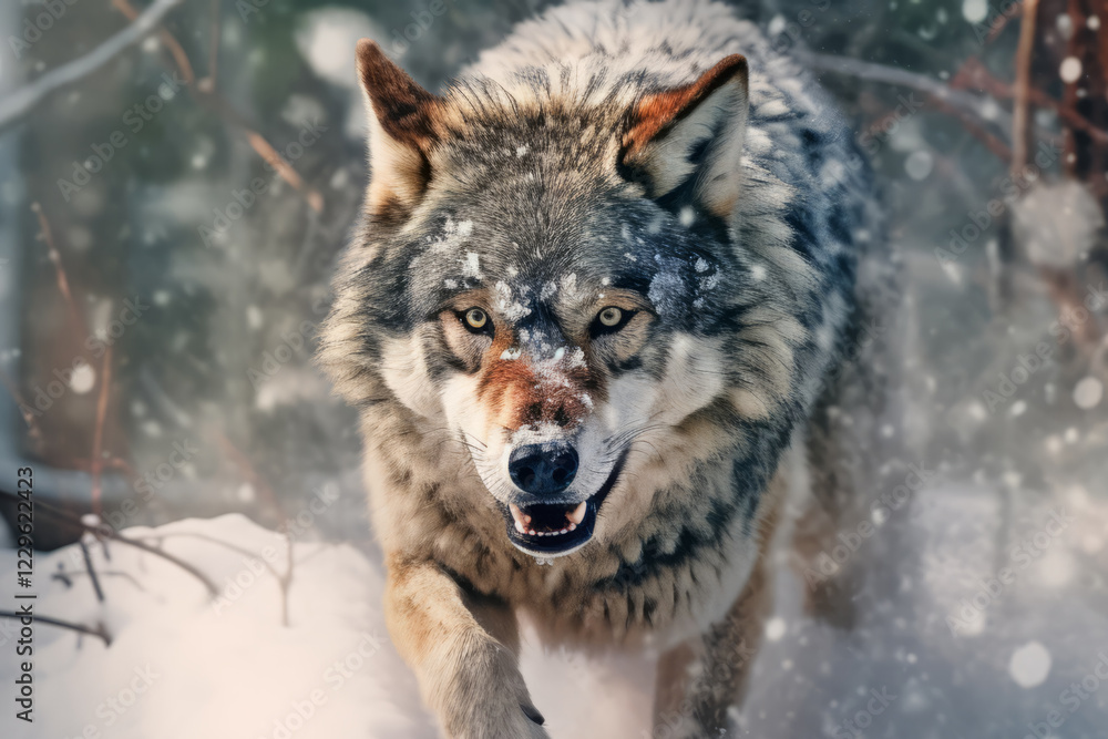 Naklejka premium Wolf Animal Wildlife Wilderness Colorful Realistic Illustration