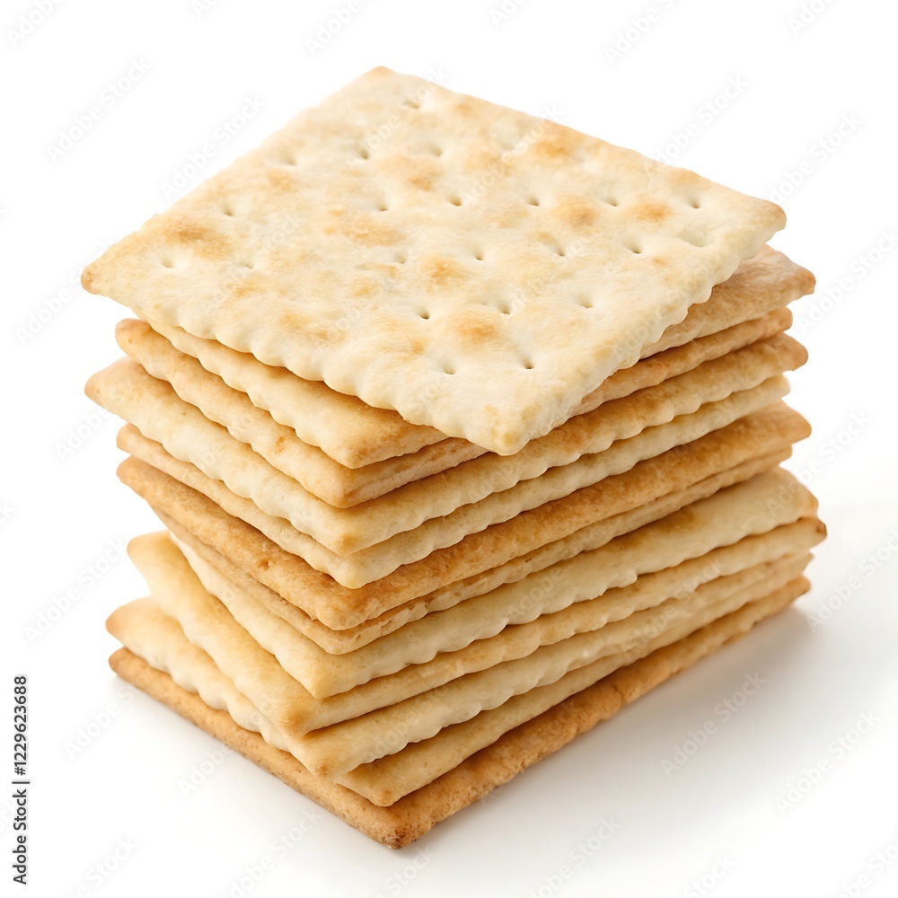 stacked pile of crispy saltine crackers isolated on transparent background Generative Ai. stacked pile of crispy saltine crackers isolated on transparent background Generative Ai.