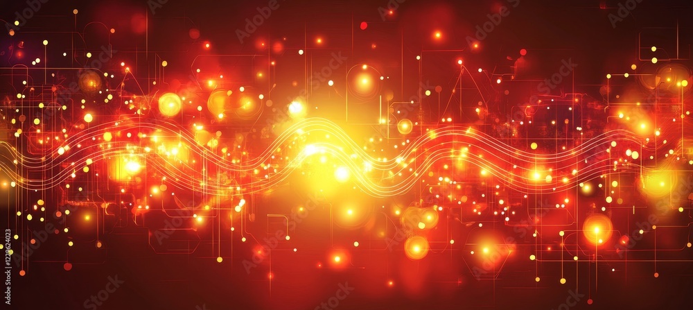 Fototapeta premium Red Heatwave Abstract Energy Waves, Glowing Lights, Networking Design, Energetic Concept