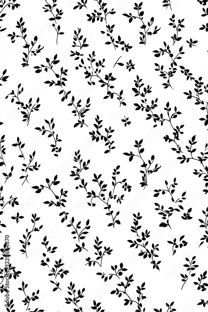 Elegant Black Floral Pattern on White Background for Fashion and Home Decor Inspiration Elegant Black Floral Pattern on White Background for Fashion and Home Decor Inspiration