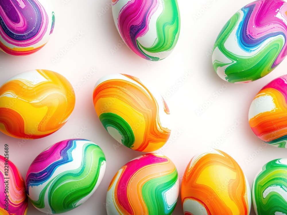 Obraz premium Abstract Easter Egg Designs with Paintbrush Swirls - Modern Art Style