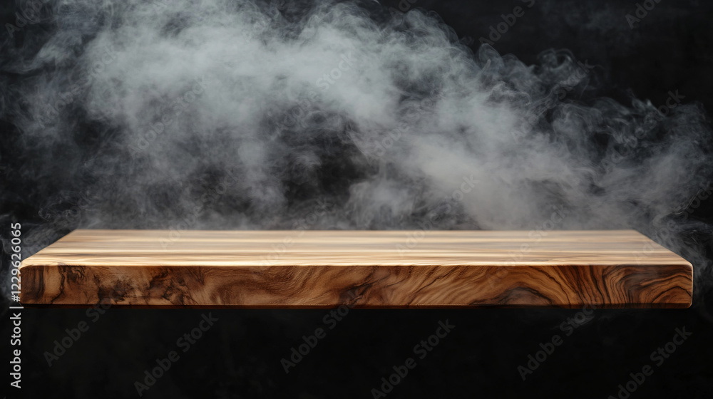 Smoke and Wood: A rustic wooden surface emerges from a wispy veil of smoke, creating an evocative backdrop for product displays or artistic arrangements. Smoke and Wood: A rustic wooden surface emerges from a wispy veil of smoke, creating an evocative backdrop for product displays or artistic arrangements.