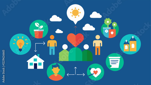 Visual Representation of Impact A creative infographic depicting various social enterprise projects that have been successfully funded through crowdfunding illustrating their