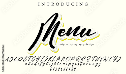 Menu Font Stylish brush painted an uppercase vector letters, alphabet, typeface