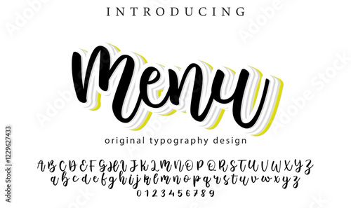 Menu Font Stylish brush painted an uppercase vector letters, alphabet, typeface