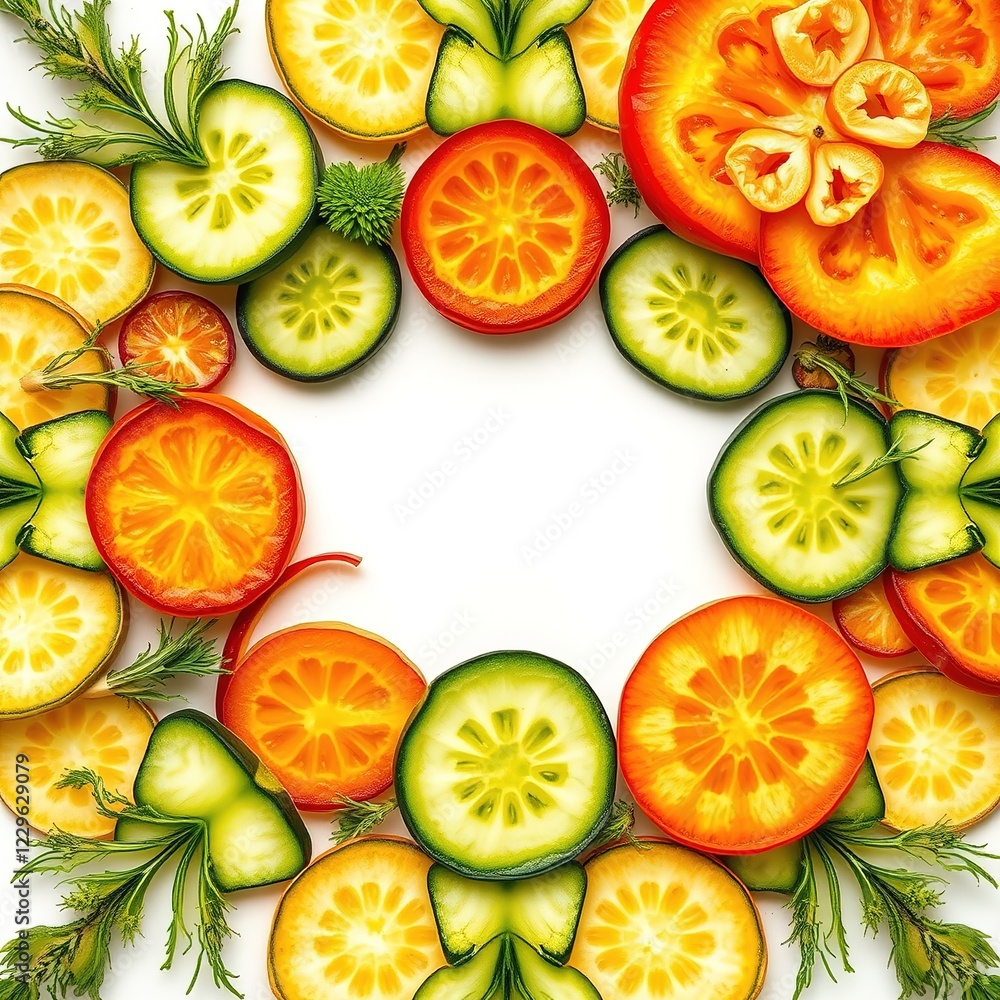 Abstract Vegetable & Herb Art: Sliced Patterns in a Fresh Design Abstract Vegetable & Herb Art: Sliced Patterns in a Fresh Design